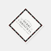 Vrolijke Kerstmis Zwart Plaid Vakantie Servet (Hoek)