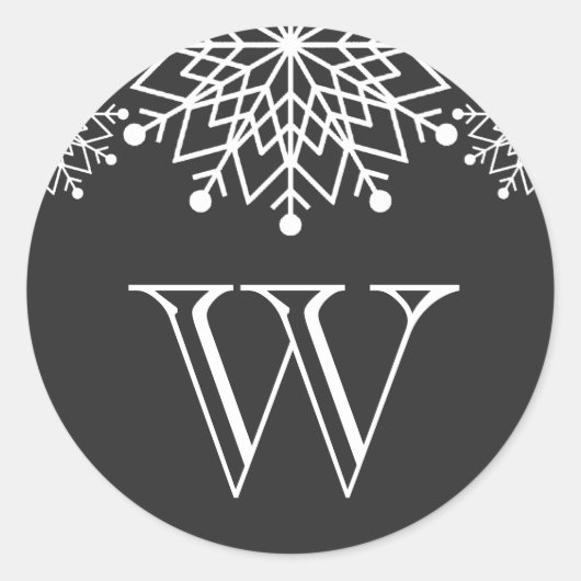 Vrolijke Kerstmis | Zwart-wit envelopzegel Ronde Sticker (Voorkant)