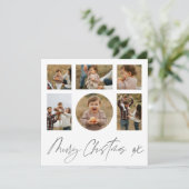 Vrolijke Kerstmis Zwart & Wit Fotocollage Feestdagenkaart (Staand voorkant)
