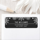 Vrolijke Kerstmis | Zwart-wit Sneeuwvlokken Etiket (Insitu)