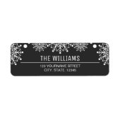 Vrolijke Kerstmis | Zwart-wit Sneeuwvlokken Etiket (Voorkant)