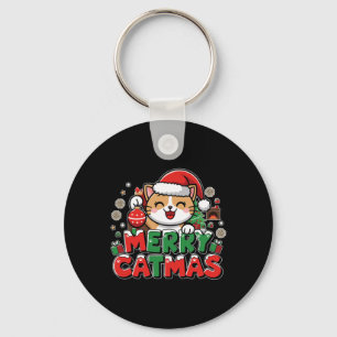 Vrolijke Kerstmisdecoratie Santa Cat Funny Chris Sleutelhanger