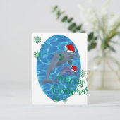 vrolijke Kerstmisdolfijnen van de Kerstman Feestdagenkaart (Staand voorkant)