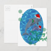 vrolijke Kerstmisdolfijnen van de Kerstman Feestdagenkaart (Voorkant / Achterkant)