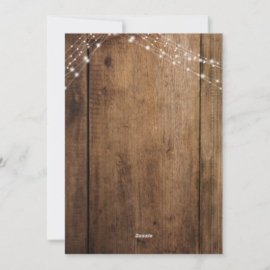 Vrolijke Kerstmisfoto w/Rustiek Hout & Lichten Feestdagenkaart (Achterkant)