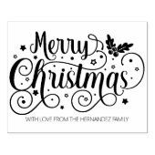 Vrolijke Kerstmiskalligrafie Versierd, Groot Rubberstempel (Afrduk)