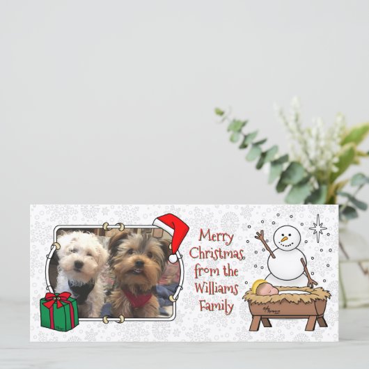 Vrolijke Kerstmiskerststal Baby Jesus Snowman (Staand voorkant)