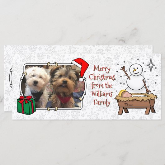 Vrolijke Kerstmiskerststal Baby Jesus Snowman (Voorkant / Achterkant)