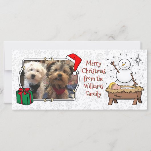 Vrolijke Kerstmiskerststal Baby Jesus Snowman (Voorkant)