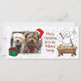 Vrolijke Kerstmiskerststal Baby Jesus Snowman