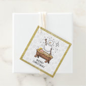 Vrolijke Kerstmiskerststal Baby Jesus Snowman Bedankjes Labels (In situ)