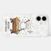 Vrolijke Kerstmiskerststal Baby Jesus Snowman Case-Mate iPhone Case (Achterkant (horizontaal))