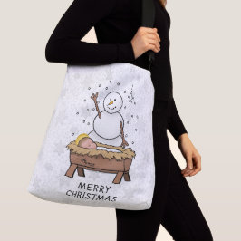 Vrolijke Kerstmiskerststal Baby Jesus Snowman Crossbody Tas