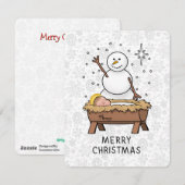 Vrolijke Kerstmiskerststal Baby Jesus Snowman Feestdagenkaart (Voorkant / Achterkant)