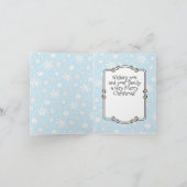 Vrolijke Kerstmiskerststal Baby Jesus Snowman Kaart (Binnen)