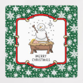 Vrolijke Kerstmiskerststal Baby Jesus Snowman Labels (Design 1)