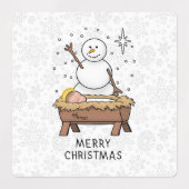 Vrolijke Kerstmiskerststal Baby Jesus Snowman Labels (Design 2)