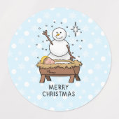 Vrolijke Kerstmiskerststal Baby Jesus Snowman Labels (Design 2)