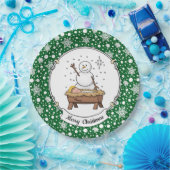 Vrolijke Kerstmiskerststal Baby Jesus Snowman Papieren Bordje (Feest)