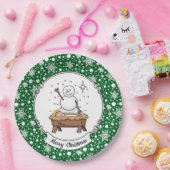 Vrolijke Kerstmiskerststal Baby Jesus Snowman Papieren Bordje (Feest)