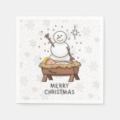 Vrolijke Kerstmiskerststal Baby Jesus Snowman Servet (Voorkant)