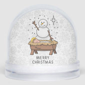 Vrolijke Kerstmiskerststal Baby Jesus Snowman Sneeuwbol (Voorkant)
