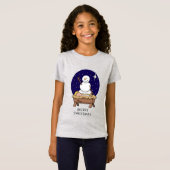 Vrolijke Kerstmiskerststal Baby Jesus Snowman T-shirt (Voorkant volledig)