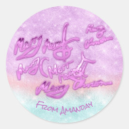 Vrolijke Kerstmisvorm Naam Girly Kleurentherapie Ronde Sticker
