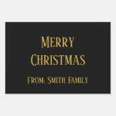 Vrolijke Kerstnaam Monogram Goud Zwart Wit Inpakpapier Vel (Voorkant 3)