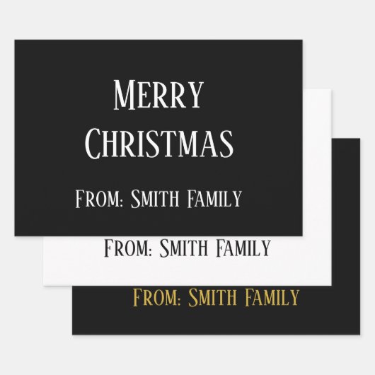 Vrolijke Kerstnaam Monogram Goud Zwart Wit Inpakpapier Vel (Set)