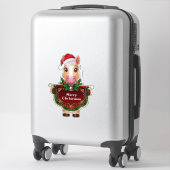 Vrolijke Kerstpaard met banner Sticker (Koffer)