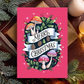 Vrolijke kerstpaddenstoel feestdagen kaart