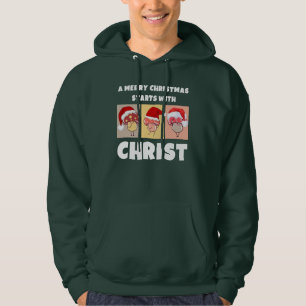 VROLIJKE KERSTPADDENSTOELEN begint met Christus Hoodie