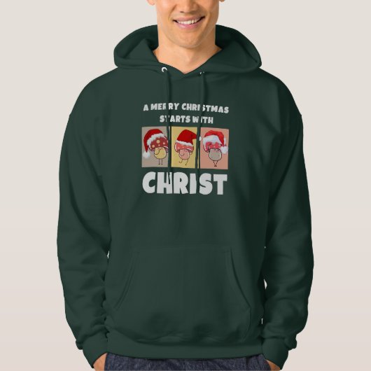 VROLIJKE KERSTPADDENSTOELEN begint met Christus Hoodie (Voorkant)
