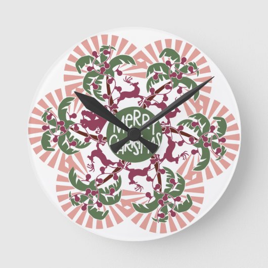 Vrolijke kerstpalmboom Mandala Ronde Klok (Voorkant)