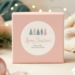 Vrolijke kerstpastelboom ronde sticker