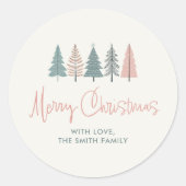 Vrolijke kerstpastelboom ronde sticker (Voorkant)