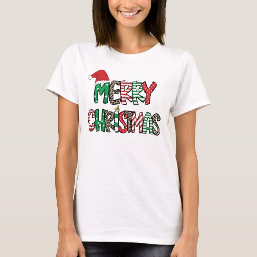 Vrolijke kerstpatronen t-shirt (Voorkant)