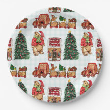 Vrolijke kerstpatroon met beren, bomen en