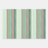 Vrolijke kerstpatroon set van drie inpakpapier vel (Voorkant)