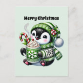 Vrolijke kerstpinguïn aanpasbaar feestdagenkaart (Voorkant)