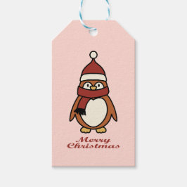 vrolijke kerstpinguïn cadeaulabel