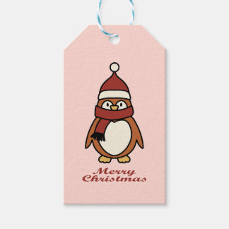 vrolijke kerstpinguïn cadeaulabel