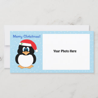 Vrolijke Kerstpinguïn Fotokaart Feestdagenkaart