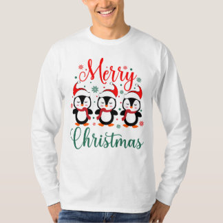 Vrolijke kerstpinguïn, Kerstmis T-shirt