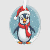 🎄🐧 Vrolijke Kerstpinguïn Kerstsouvenir ✨ Ornament (voorkant)