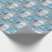 Vrolijke kerstpinguïns dansen cadeaupapier (Hoek)