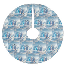 Vrolijke kerstpinguïns dansen kerstboom rok