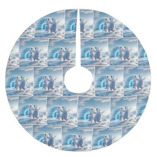 Vrolijke kerstpinguïns dansen kerstboom rok (Voorkant)