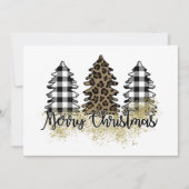 Vrolijke kerstplaid en luipaardprintbomen feestdagenkaart (Voorkant)